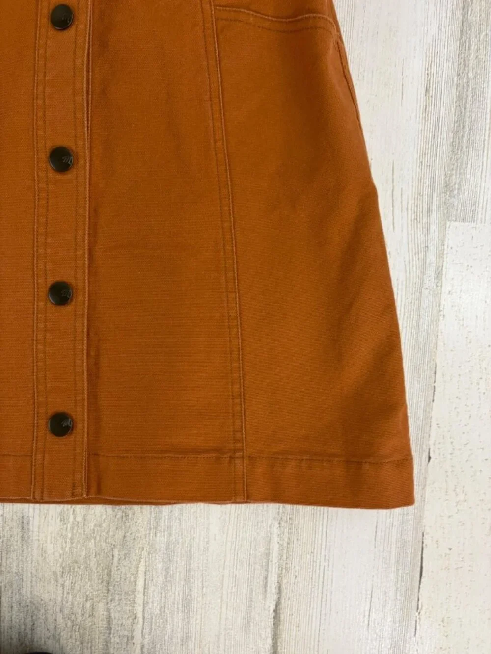 Madewell Button Front A-Line Pocket Mini Skirt Womens Size 4 Burnt Sienna - Picture 5 of 15